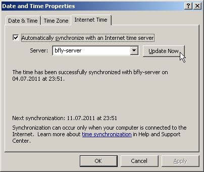 Синхронизация времени с домашним сервером